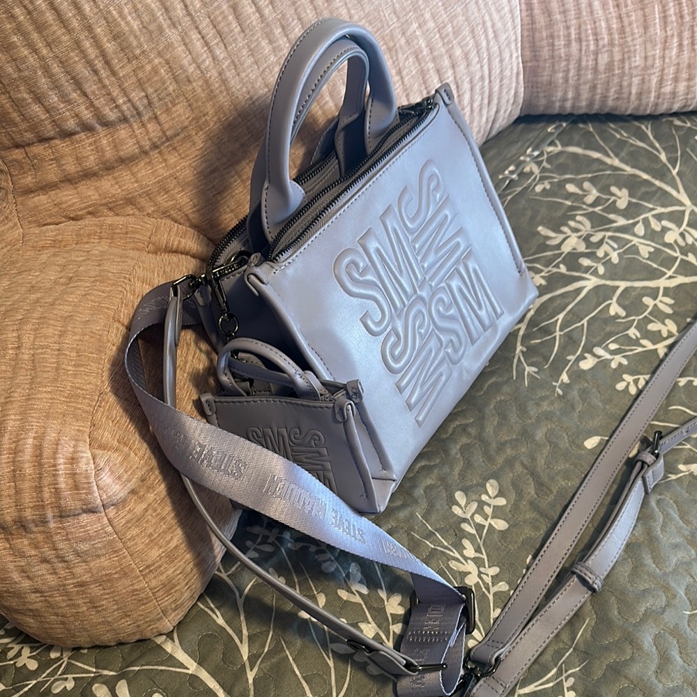 Steve Madden Blue Satchel with Embossed Design - Picture 3 of 8